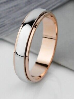 Mens Wedding Ring High Shine Two Tone Band Traditional Fashion Jewelry Size 13